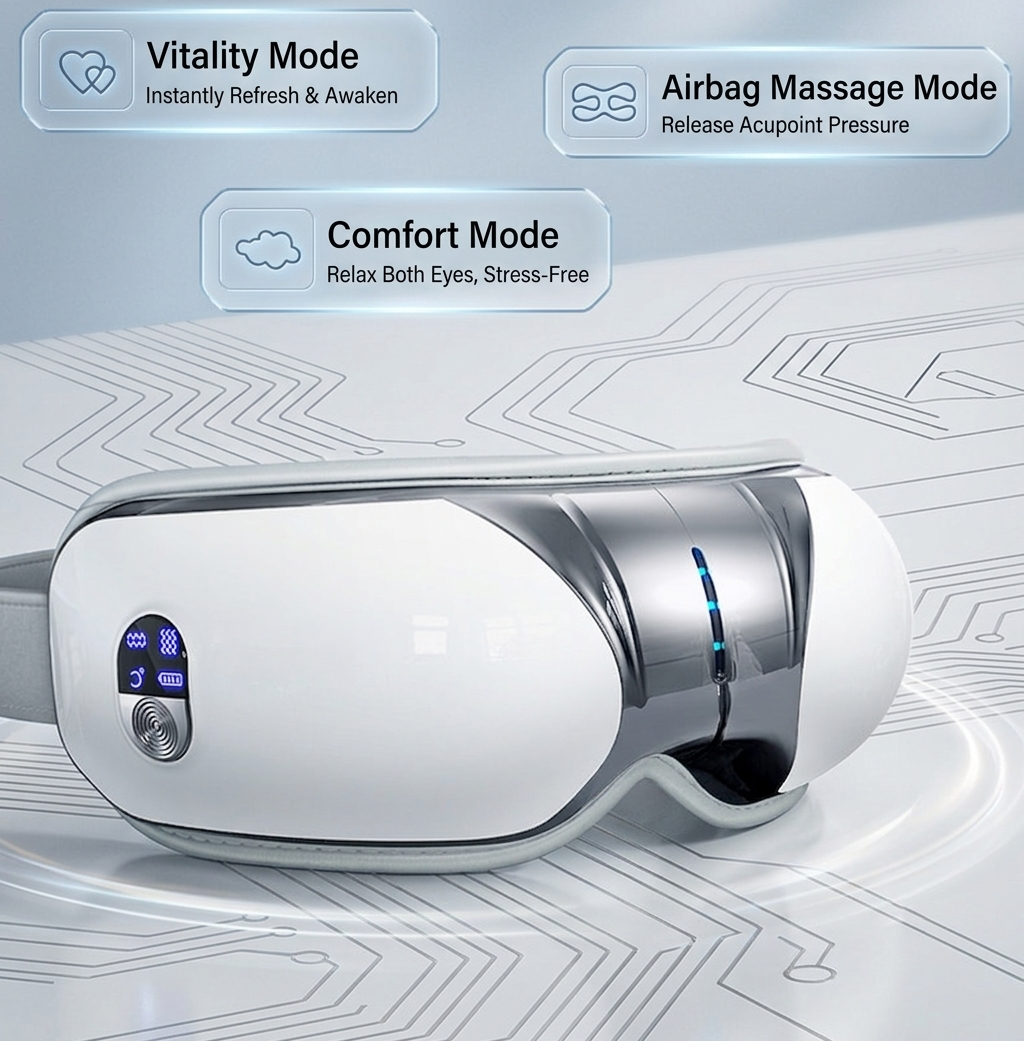 Smart Air-Compression Eye Massager with 42°C Soothing Heat & Bluetooth